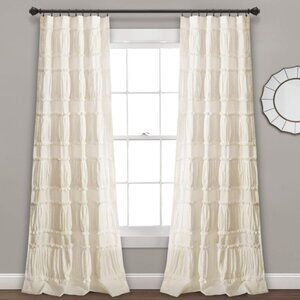 New Lush Decor set of Ivory Nova curtains w Lush Decor Velvet Pillow
